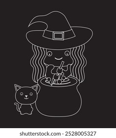 Cute cartoon vector illustration of a witch