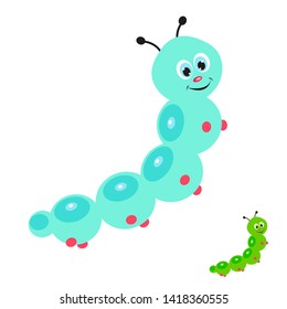 Cute cartoon vector isolated caterpillar or worm 