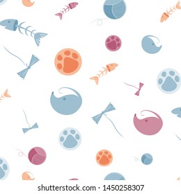cute cartoon vector kittens and cats attributes. pattern background for your work