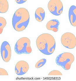 cute cartoon vector kittens and cats attributes. pattern background for your work