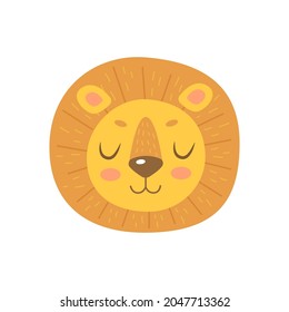 Cute cartoon vector lion isolated clipart. Wild animal illustration design