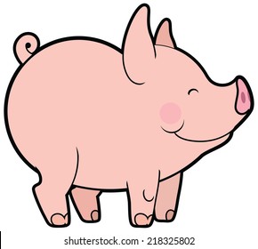 Cute cartoon vector little pig