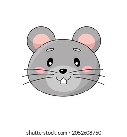 Cute cartoon vector mouse isolated clipart. Farm animal illustration design