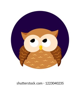 Cute cartoon vector owl on a white background. Doodle illustration. Template for design, print