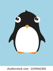 Cute cartoon vector penguin. The penguin is standing.
