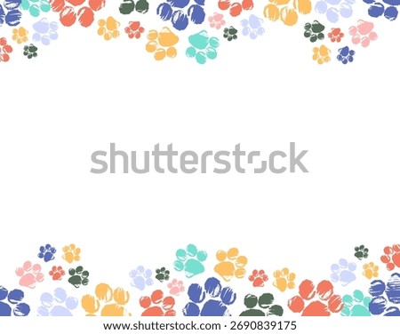 Cute cartoon vector of pet paw prints pattern with copy space. Background for pet care, veterinary and animal related design projects