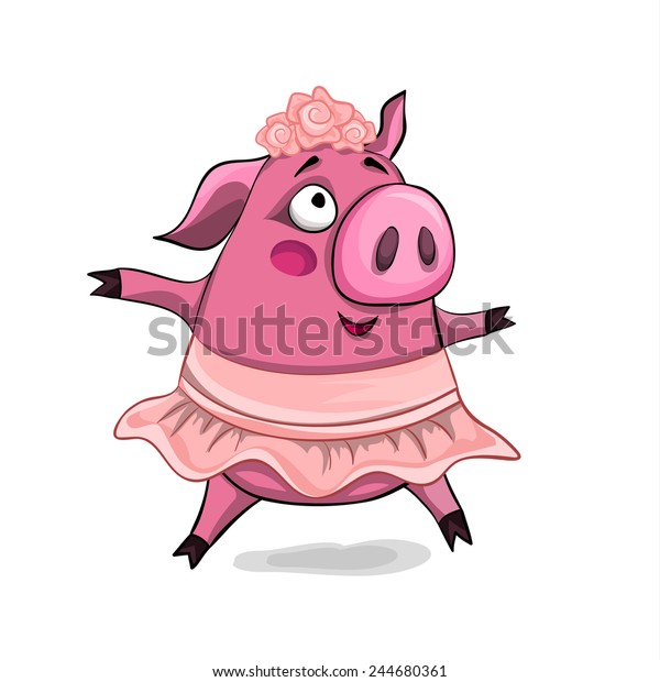 Cute Cartoon Vector Pig Dancing Stock Vector (Royalty Free) 244680361 ...