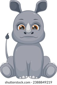 Cute and cartoon vector rhino