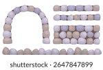 Cute cartoon vector set of stone walls, stone archway, and stone borders game design fantasy maps architectural elements children’s illustrations and decorative backgrounds