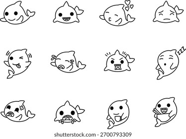 Cute cartoon vector of a shark doing daily activities. Great for lifestyle-themed designs, stickers, or marine character collections.