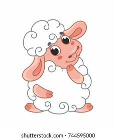 Cute cartoon vector sheep. Funny lamb. Vector illustration for kids.