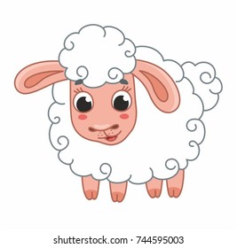Cute cartoon vector sheep. Funny lamb. Vector illustration for kids.