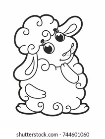 Cute cartoon vector sheep. Funny lamb. Vector illustration for kids. Outline