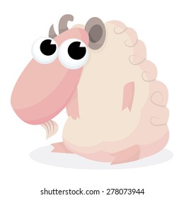Cute cartoon vector sheep vector illustration.