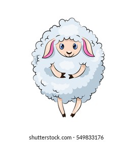 cute cartoon vector sheep lamb at the white background