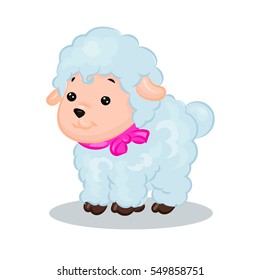 cute cartoon vector sheep lamb at the white background