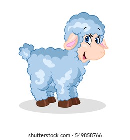 cute cartoon vector sheep lamb at the white background