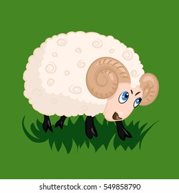 cute cartoon vector sheep lamb at the white background