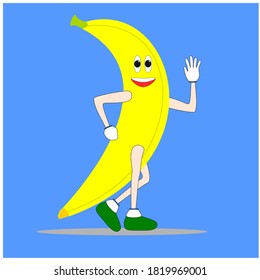 cute cartoon vector of smiling banana