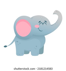 Cute cartoon vector smiling elephant isolated on white background
