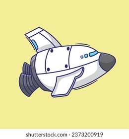 Cute cartoon vector spaceship mascot logo illustraion. futuristic technology icon concept