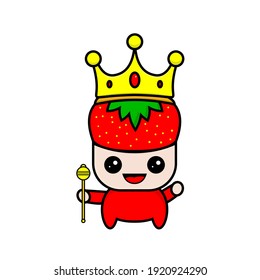 cute cartoon vector of strawberries wearing king crown