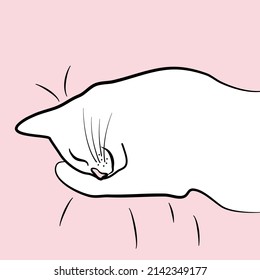 cute cartoon vector stylized white cat illustration on pink background	