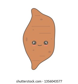 cute cartoon vector sweet potato isolated on white background