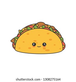 cute cartoon vector tacos isolated on white background 
