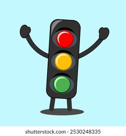 Cute Cartoon vector of Traffic Light for children book education or childrens coloring book