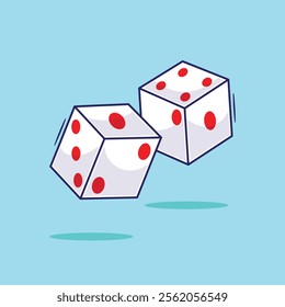 Cute cartoon vector of two dice illustration icon. Two white dice with simple style concept