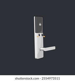 cute cartoon vector white smart door lock that is being locked
