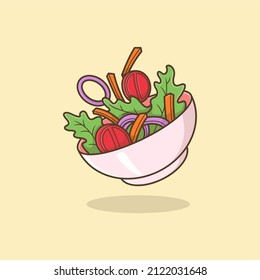 cute cartoon vegetable salad. vector illustration for mascot logo or sticker