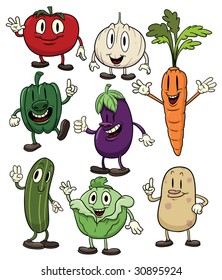 Cute cartoon vegetables. All in different layers for easy editing.