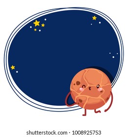 Cute cartoon Venus, planet, vector character, Solar system.