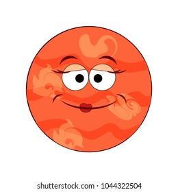 Cute cartoon venus. Cartoon planet. Vector illustration isolated on white background.