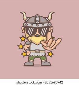 cute cartoon viking character rock star style. vector illustration for mascot logo or sticker
