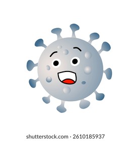 Cute cartoon virus with a smiling face, designed in a 3D style with round shapes and soft gradients. Ideal for educational, health, or awareness campaigns