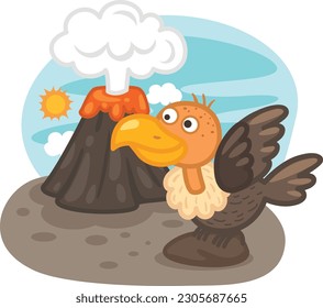 cute cartoon vulture character on white background illustration
