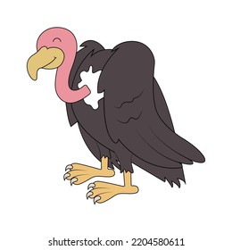 Cute cartoon Vulture. V letter for Vulture. Vector illustration of a flat isolated on a white background. The design element of t-shirts, home textiles, wrapping paper, textiles, and flashcards.