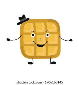 Cute cartoon waffle. Vector illustration