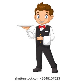 Garçons bonitos desenhos animados de pé carregando placas