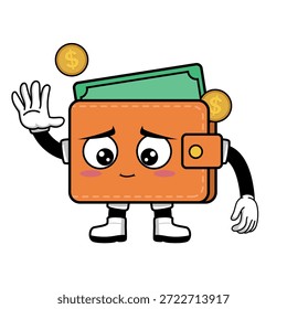  Un monedero de dibujos animados lindo con una expresión. adecuado para su uso como elemento en diseños de temas de negocios y para diversas necesidades de impresión y diseño.