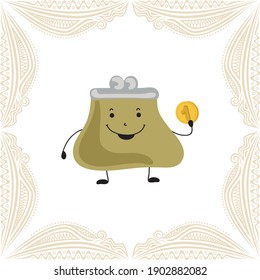 Cute cartoon wallet. Vector illustration