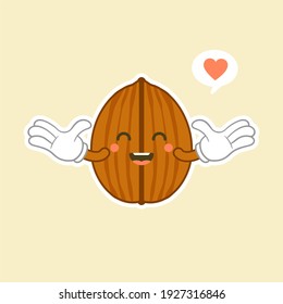 Cute cartoon walnut vector illustration isolated on color background