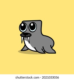 cute cartoon walrus vector illustration for kid or mascot logo