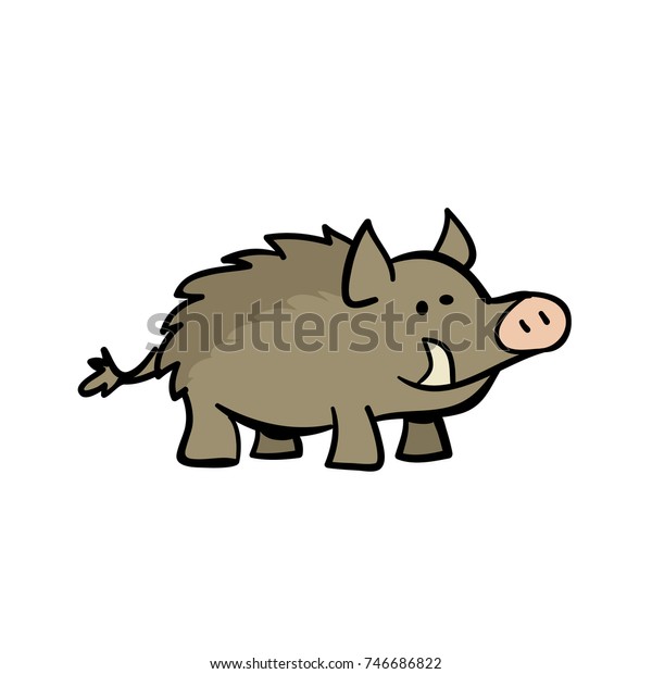 Cute Cartoon Warthog Stock Vector Royalty Free 746686822