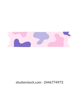 Cute cartoon washi tape stripe with abstract cow blob pattern. Adhesive tape with squiggle colorful ornament. Aesthetic decorative scotch tape with ragged edges for scrapbook, planner, notebook