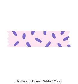 Cute cartoon washi tape stripe with oval blob pattern. Adhesive tape with squiggle colorful ornament. Aesthetic clipart of decorative scotch tape with ragged edges for scrapbook, planner, notebook