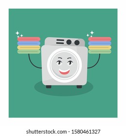 Cute cartoon washing machine vector illustration